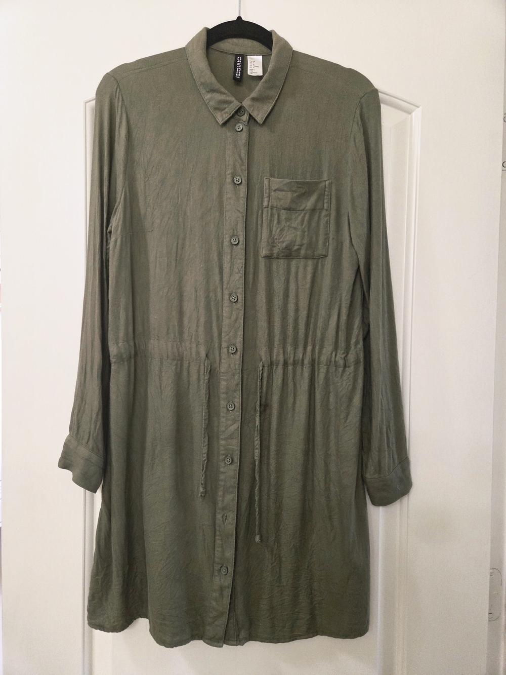 H&M Olive Green Shirt Dress with Button Front